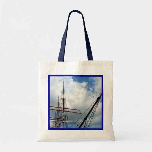 Tote Bag Par le calage avec la frontière bleue (Devant)