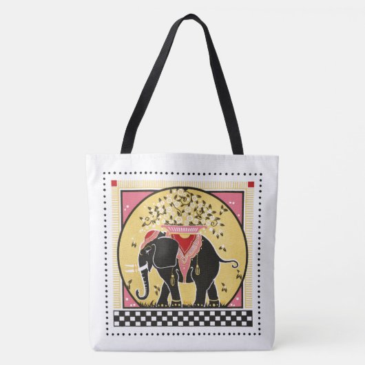 Tote Bag Parade des éléphants en jaune (Devant)