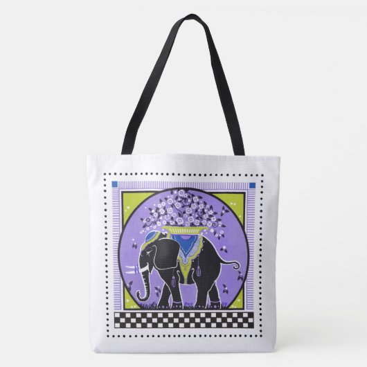 Tote Bag Parade des éléphants en Lavande (Devant)