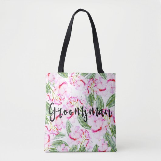 Tote Bag Paradis botanique tropical vert rose GROOMSMAN (Devant)