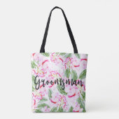 Tote Bag Paradis botanique tropical vert rose GROOMSMAN (Dos)