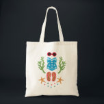 Tote Bag Paradis d'été<br><div class="desc">Summer Paradise motif s'inspire des balades, car l'été est identique à la plage. L’illustration en verre de soleil et en maillot de bain s’inspire du style de fille à la broche des années 50. Le motif d'illustration est fait avec l'aquarelle.</div>
