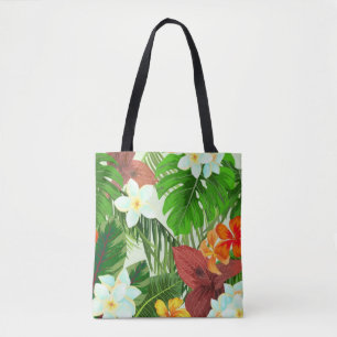 Tote Bag Paradis tropical Fleurs colorées et Feuilles