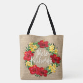 Tote Bag Paradis Tropical Hawaiian Holiday Wreath Burlap (Dos)