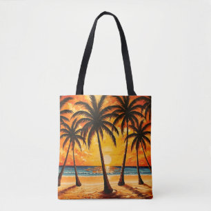 Tote Bag Paradis Tropical Jaune Brun 