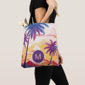 Tote Bag Paradis Tropical Monogramme d'Art Numérique Cool (De près)