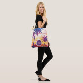 Tote Bag Paradis Tropical Monogramme d'Art Numérique Cool (Sur le modèle)