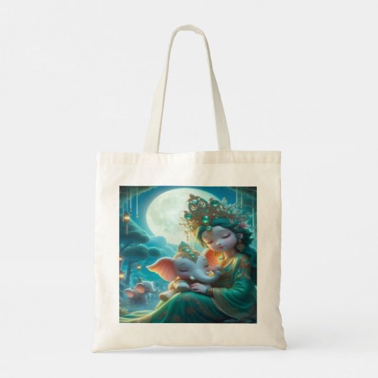Tote Bag Parallel Realms Baby Goddess and Elephant. (Dos)