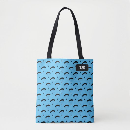 Tote Bag Parapente Motif en motif répétitif avec initiales (Devant)