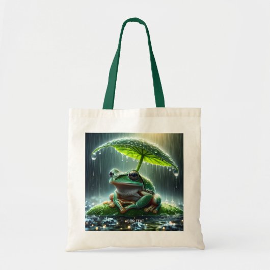 Tote Bag Parapluie de feuille de grenouille mignonne Imagin (Devant)