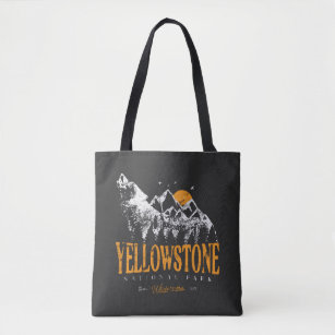 Tote Bag Parc national de Yellowstone Montagnes Wolf Vintag