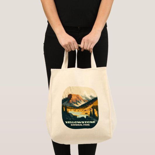 Tote Bag Parc national de Yellowstone Wyoming Mounts Rétro (Devant (produit))