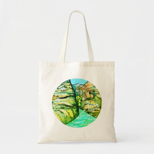 Tote Bag Parc national de Zion peinture aquarelle (Devant)