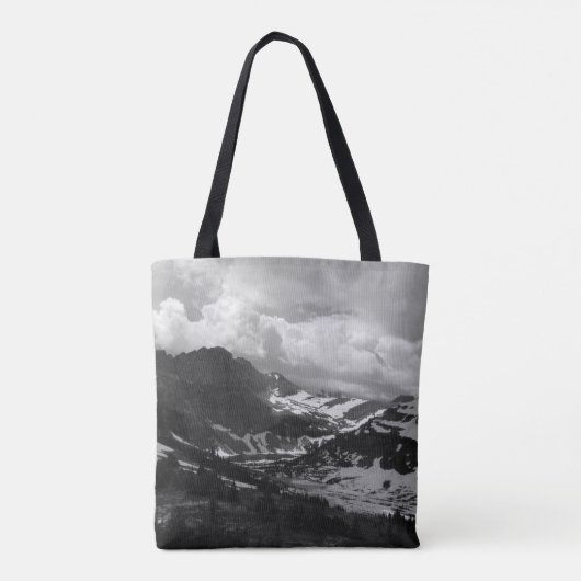 Tote Bag Parc national des Glaciers Lac caché Noir blanc (Dos)