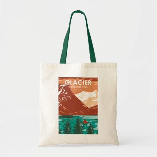 Tote Bag Parc national du Glacier Montana Vintage (Devant)