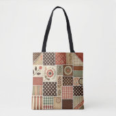 Tote Bag Parcelle en terre cuite unique & Patchwork Rustiqu (Devant)