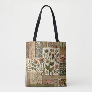 Tote Bag Parcelle & Patchwork en terre cuite rose et verte