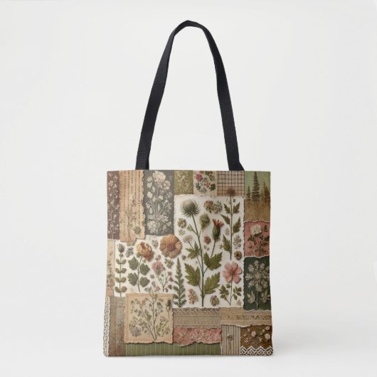 Tote Bag Parcelle & Patchwork en terre cuite rose et verte  (Devant)