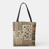 Tote Bag Parcelle & Patchwork en terre cuite rose et verte  (Dos)