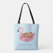 Tote Bag Paresse paresseuse mignonne l'été rose Fourre-tout (Dos)
