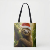 Tote Bag Paresseux mignon portant un chapeau de Père Noël (Devant)