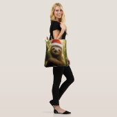 Tote Bag Paresseux mignon portant un chapeau de Père Noël (Sur le modèle)