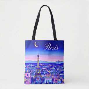 Tote Bag Paris au crépuscule sous un croissant de lune