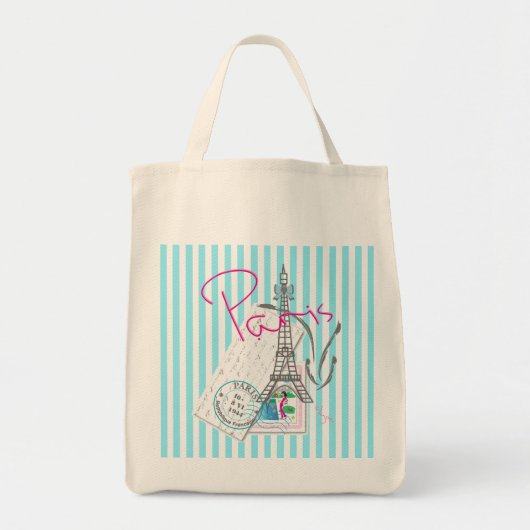 Tote Bag Paris avec l'amour et le Tour Eiffel (Devant)