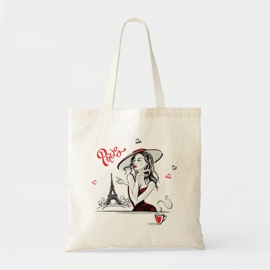 Tote Bag Paris & Café, rouge (Devant)