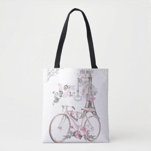 Tote Bag Paris dans le cru rose (Devant)