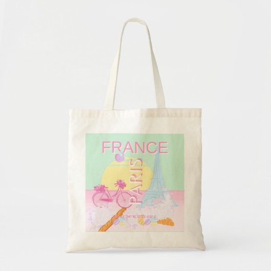 Tote Bag Paris, France, Art du voyage, Preppy, Pastel, Vert (Devant)