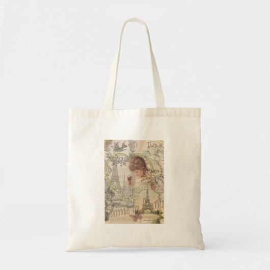 Tote Bag Paris France Jolie fille Eiffel (Devant)