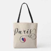 Tote Bag Paris Heart Grocery Bag, France (Dos)