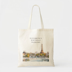 Tote Bag Paris Skyline Aquarelle Anniversaire Week-end