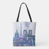 Tote Bag Paris Skyline - Aquarelle bleu (Dos)