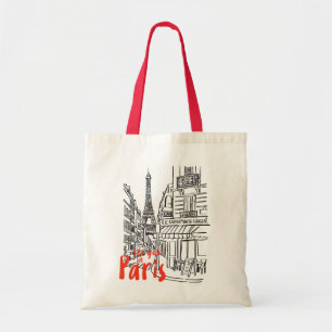 Tote Bag Paris Street Sketch Art
