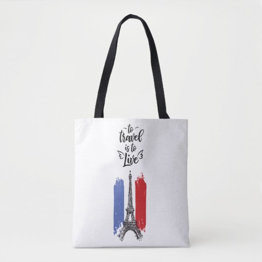 Tote Bag *~* Paris Tour Eiffel Noir Blanc (Devant)