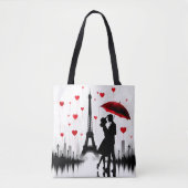 Tote Bag Paris Tour Eiffel Valentines (Devant)
