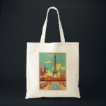 Tote Bag Paris vintage poster<br><div class="desc">Skyline de las principales ciudades del mundo</div>