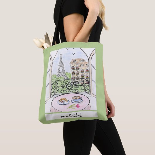 Tote Bag Paris Whimsical et Tour Eiffel Chef français (De près)