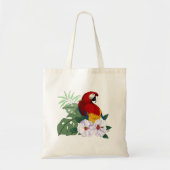 Tote Bag Parrot floral rouge Macaw Tropical Bird (Devant)