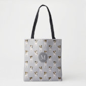 Tote Bag Parson Jack Russell Terriers motif avec monogramme (Devant)