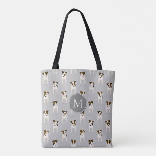 Tote Bag Parson Jack Russell Terriers motif avec monogramme (Dos)
