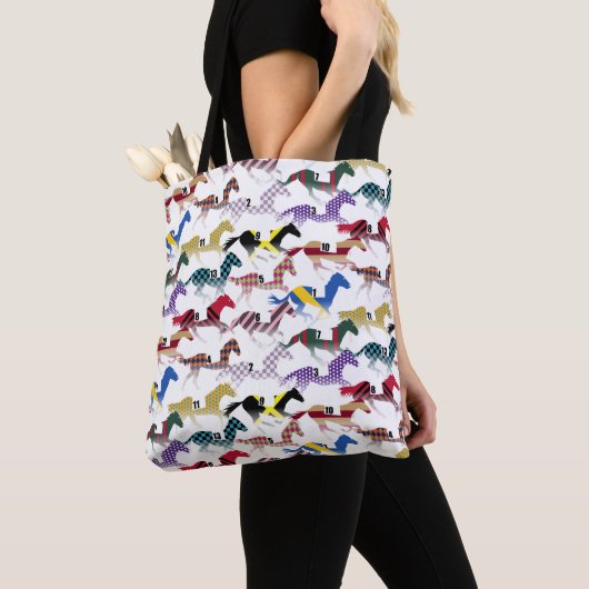 Tote Bag Partez pour les courses de chevaux Jockey Motif en (De près)