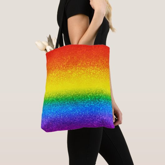 Tote Bag Parties scintillant arc-en-ciel chic rayures Nom d (De près)