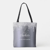 Tote Bag Parties scintillant argent gouttes initiales monog (Dos)