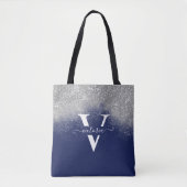 Tote Bag Parties scintillant Argent Marine Blue Monogram Te (Devant)