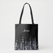 Tote Bag Parties scintillant argent Monogramme cadeau perso (Devant)