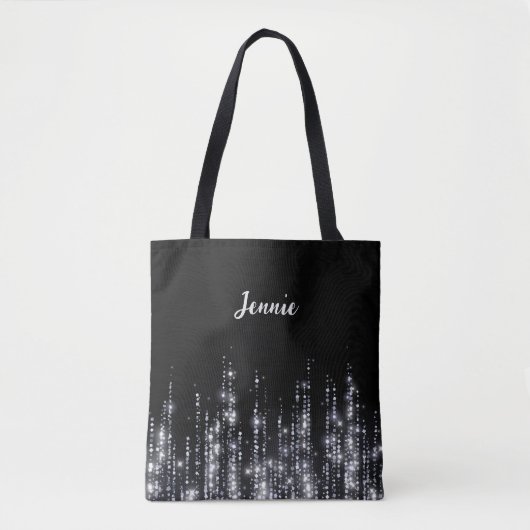Tote Bag Parties scintillant argent Monogramme cadeau perso (Devant)