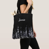 Tote Bag Parties scintillant argent Monogramme cadeau perso (De près)